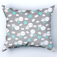 Poszewka bawełniana na poduszkę 50x80 | 313mie | szaro miętowa | gwiazdy