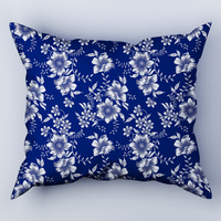 Poszewka flanela 40x40 | 116grn | granatowa | kwiaty lilie