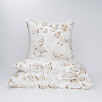 Pościel dla dziecka bawełniana 120x180 + poszewka na poduszkę 70x80 | 205zlo | beżowa | kwiaty bratki