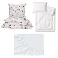 Zestaw pościeli  100x160 + 50x60 + prześcieradło jersey 80x160 | 505beż | beżowa | samochody koparki