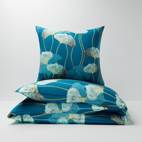 Pościel bawełniana 200x220 + poszewki na poduszkę 2*70x80 | 324eme | emeraldowa | liście miłorzębu