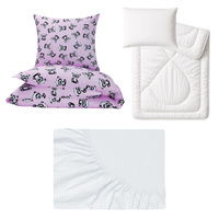 Zestaw pościeli 100x160 + 50x60 + prześcieradło jersey 80x160 | 196róż | szaro różowa | misie