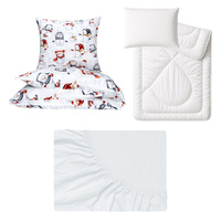 Zestaw pościeli  100x160 + 40x60 + prześcieradło jersey 80x160 | 002bor | bordowa | świąteczna Mikołaje