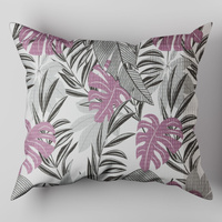 Poszewka z kory 50x60 | 455róż | szaro różowa | liście monstera