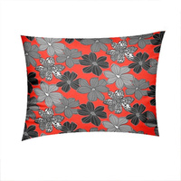 Poszewka z kory 50x60 | 384red | czerwono szara | kwiaty