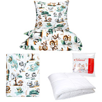 Zestaw pościeli  100x160 + 40x60 + prześcieradło we wzorze 80x160 | 114zie | kolorowa | zwierzątka