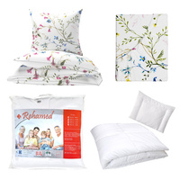 Zestaw pościeli  100x160 + 50x60 + prześcieradło we wzorze 80x160 | 121pas | biała  | kwiaty bluszcz