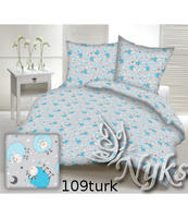 Pościel dla dziecka bawełniana 90x120 + poszewka na poduszkę 40x60 | 109szarturk | szaro turkusowa | owieczki