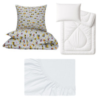 Zestaw pościeli  100x160 + 50x60 + prześcieradło jersey 80x160 | 404sza | szara | koparki