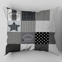 Poszewka z kory 40x40 | 190szar | szara | Patchwork z gwiazdą