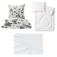 Zestaw pościeli  100x160 + 40x60 + prześcieradło jersey 80x160 | 138zie | zielona | safari autka