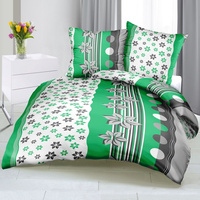 Pościel z kory 160x200 + 70x80 + 40x40 | 036zielony | zielona | kwiaty