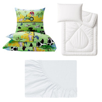 Zestaw pościeli  100x160 + 50x60 + prześcieradło jersey 80x160 | 081far | kolorowa | farma traktor