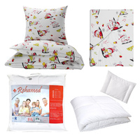 Zestaw pościeli  100x160 + 40x60 + prześcieradło we wzorze 80x160 | 228Sbi | biała | zające świąteczne