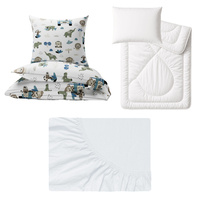 Zestaw pościeli 100x160 + 40x60 + prześcieradło jersey 80x160 | 138nie | niebieska | safari auta