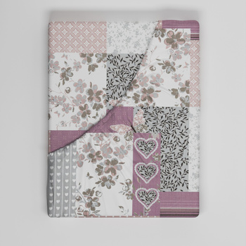 Prześcieradło z gumką do łóżeczka 60x120 bawełniane | 137Npu | szaro różowe | patchwork serca