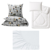 Zestaw pościeli  100x160 + 50x60 + prześcieradło jersey 80x160 | 062szary | szara | skatepark