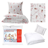 Zestaw pościeli 100x160 + 50x60 + prześcieradło we wzorze 80x160 | 154Nro | biało różowa | wrózki elfy