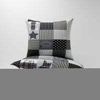Pościel z kory 160x200 + poszewka na poduszkę 70x80 | 190szar | szara | Patchwork z gwiazdą