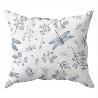 Poszewka z kory 40x40 | 129b-t | biało turkusowa | ważki