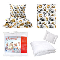 Zestaw pościeli  100x160 + 50x60 + prześcieradło we wzorze 80x160 | 020las | biało brązowa | zwierzątka leśne