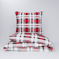 Pościel z kory 160x200 + poszewki na poduszkę 2*70x80 | 252red | czerwona | krata