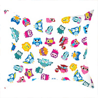 Poszewka bawełniana na jaśka 40x40 | 433cha | biało niebieska | sowy