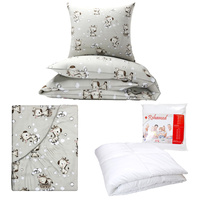 Zestaw pościeli  100x160 + 50x60 + prześcieradło we wzorze 80x160 | 511beż | beżowa | żyrafy