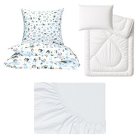 Zestaw pościeli 100x160 + 40x60 + prześcieradło jersey 80x160 | 210mor | niebieska | żółwie ryby morski