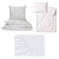 Zestaw pościeli  100x160 + 50x60 + prześcieradło jersey 80x160 | 373ost | beżowa | kwiat pustyni