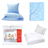 Zestaw pościeli  100x160 + 50x60 + prześcieradło we wzorze 80x160 | 070nie | niebieska | serca walentynki