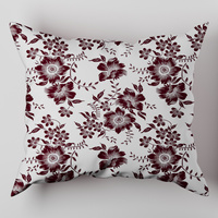 Poszewka z kory 40x40 | 116b-b | biało bordowa | kwiaty