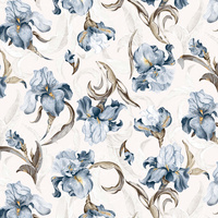 Worek szkolny na buty | 382iry | biało niebieska | kwiaty irysy