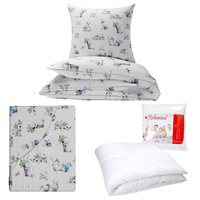 Zestaw pościeli  100x160 + 40x60 + prześcieradło we wzorze 80x160 | 502bia | biała | króliczki