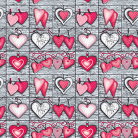 Worek na pościel do przedszkola żłobka | 073Ncz | szaro czerwona | Walentynki serca