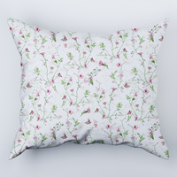 Poszewka bawełniana na poduszkę 50x50 | 121biały | biała | kwiaty bluszcz