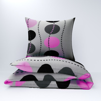 Pościel bawełniana 140x200 + poszewki na poduszkę 2*70x80 | 083róż | szaro różowa | wzór geometryczny