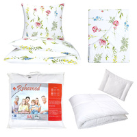 Zestaw pościeli  100x160 + 50x60 + prześcieradło we wzorze 80x160 | 205kol | biała | polne kwiaty