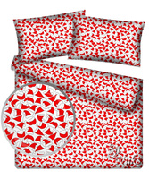 Pościel dla dziecka bawełniana 120x160 + poszewka na poduszkę 50x60 | 224red | szaro czerwona | czapki Mikołajowe