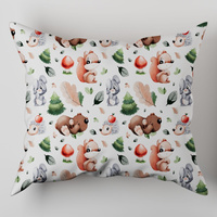 Poszewka bawełniana na poduszkę 50x50 | 181jeż | kolorowa | jeż wiewiórki