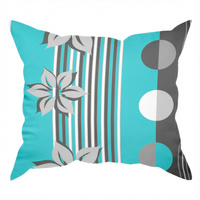 Poszewka z kory 40x40 | 036turkus | turkusowa | kwiaty