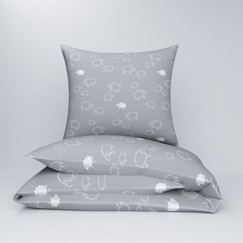 Pościel z kory 160x200 + 70x80 + 40x40 | 055szar | szara | baranki