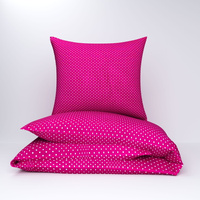 Pościel bawełniana 140x200 + 70x80 + 40x40 | kropki amarant | różowa | groszki