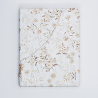 Prześcieradło z gumką do łóżeczka 90x180 bawełniane | 205zlo | beżowe | kwiaty bratki