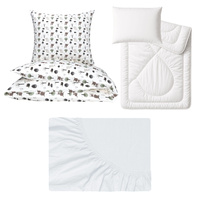 Zestaw pościeli  100x160 + 50x60 + prześcieradło jersey 80x160 | 314bra | ecri | sarenki