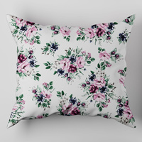 Poszewka bawełniana na poduszkę 40x70 | 158kolo | biała | kwiaty róże