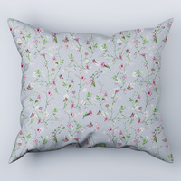 Poszewka bawełniana na poduszkę 50x50 | 121szary | szara | kwiaty bluszcz