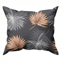 Poszewka bawełniana na poduszkę 40x60 | 373cza | czarna | liście palm