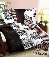 Poszewka z kory 40x40 | 176czar | czarno czerwona | chryzantemy