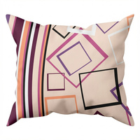 Poszewka flanela 40x40 | 031fio | beżowo fioletowa | graficzna